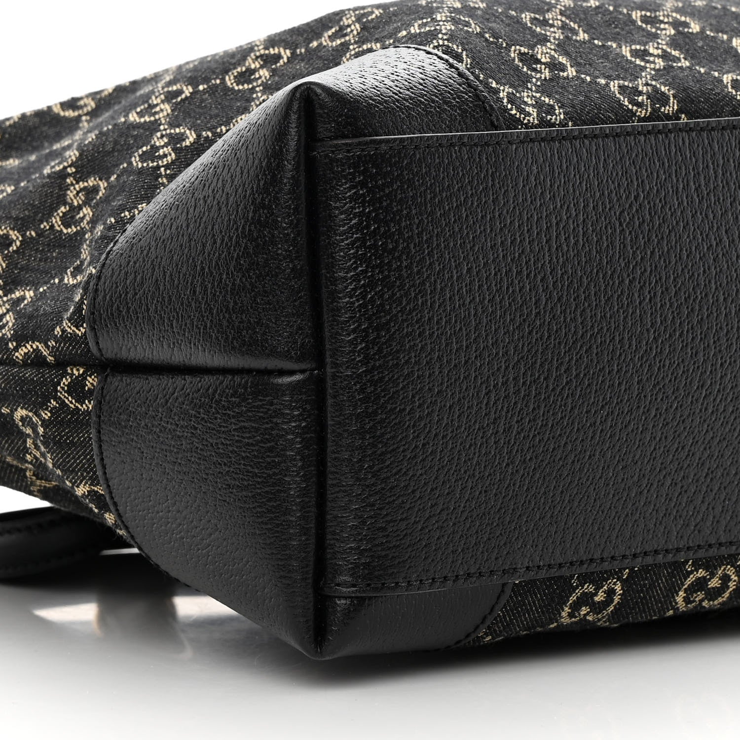 Gucci Jacquard Black Denim GG Monogram Medium Ophidia Shopping Tote Black Ivory 9 of 10