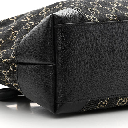 Gucci Jacquard Black Denim GG Monogram Medium Ophidia Shopping Tote Black Ivory 9 of 10