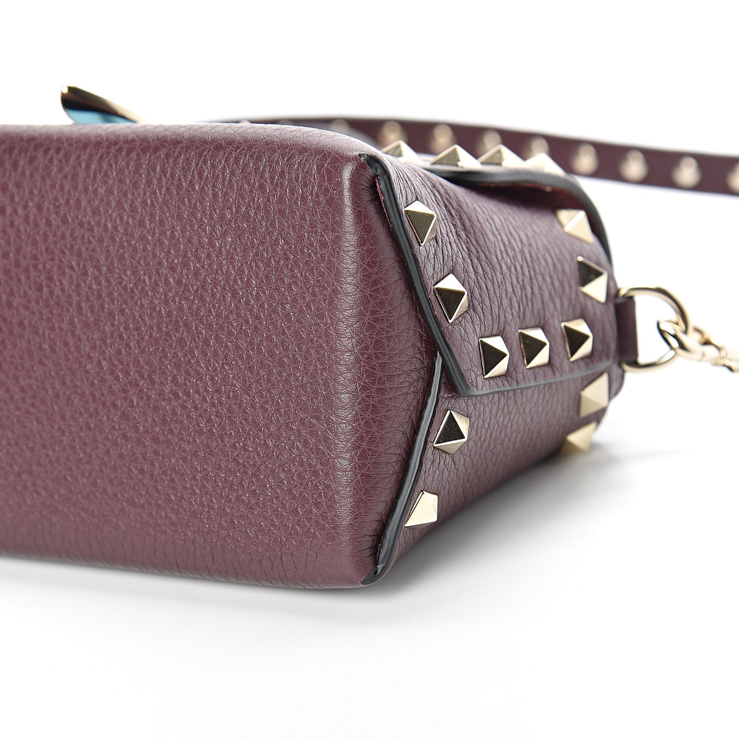 Pebbled Calfskin Mini Rockstud Crossbody Bag Rubin