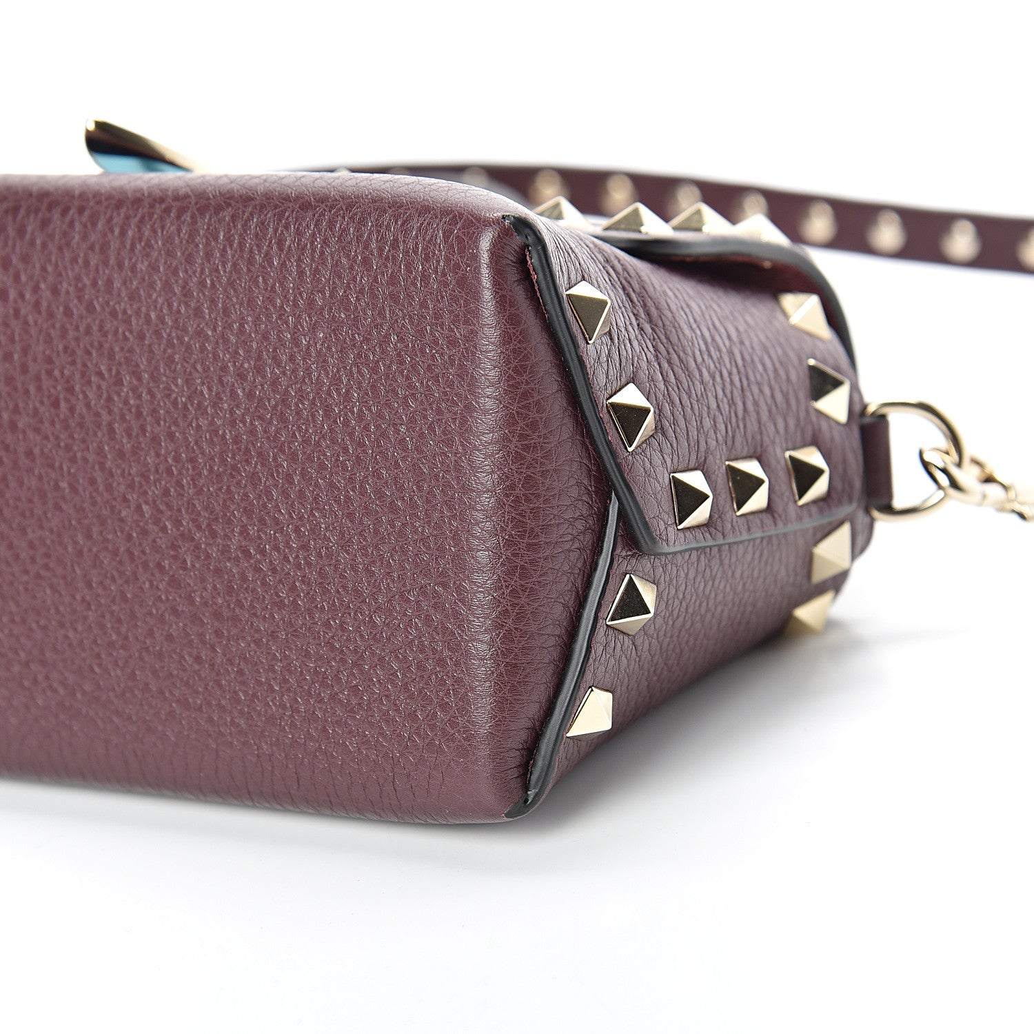 Valentino Garavani Pebbled Calfskin Mini Rockstud Crossbody Bag Rubin 8 of 8