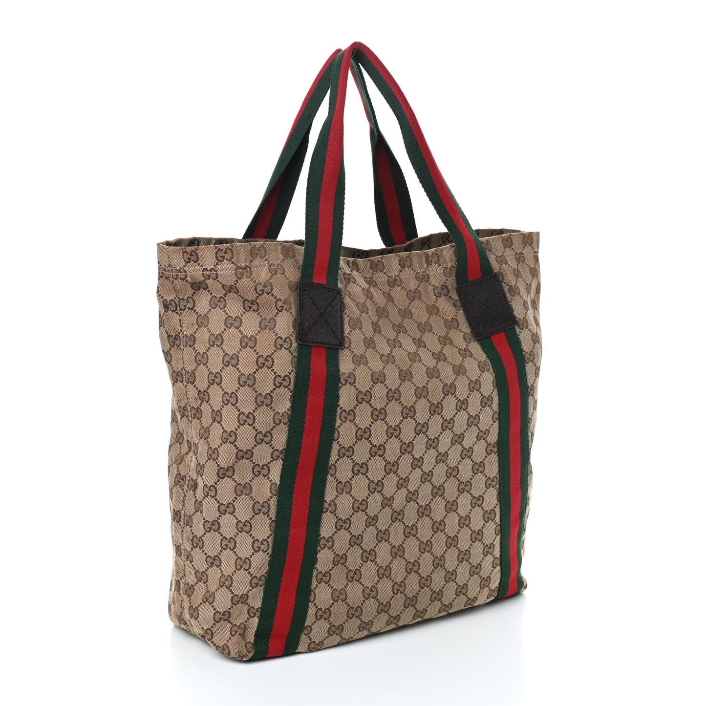 GG Monogram Medium Web Handle Vertical Tote Dark Brown
