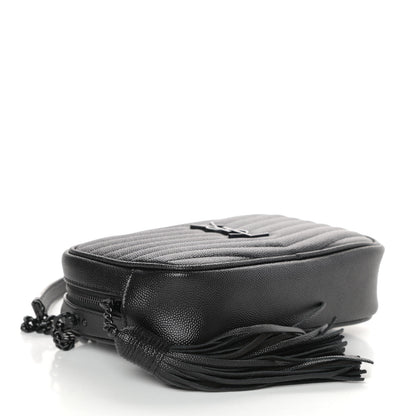 Saint Laurent Grain De Poudre Matelasse Monogram Mini Lou Camera Bag Black 4 of 9