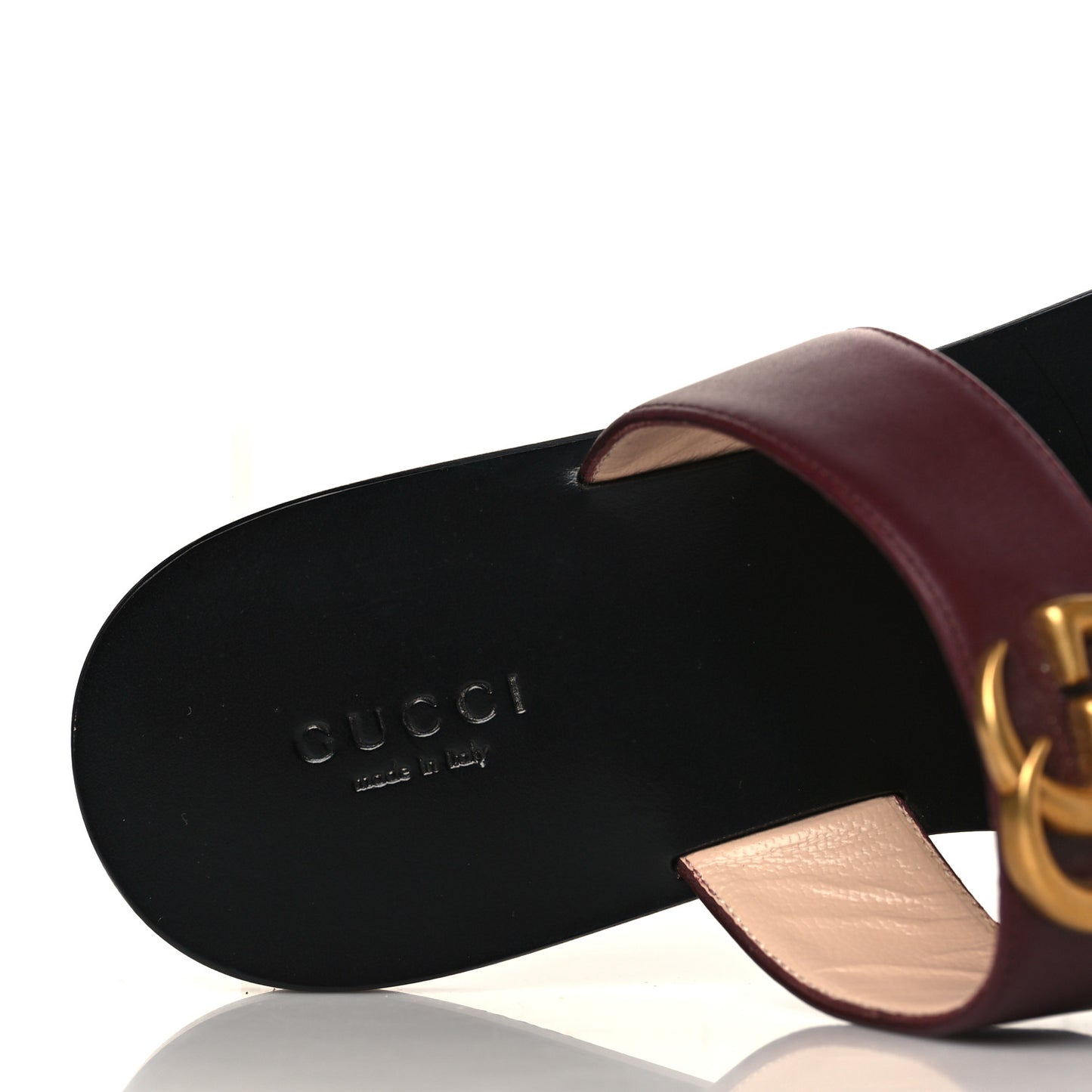 Calfskin GG Marmont Thong Sandals 38.5 Vintage Bordeaux