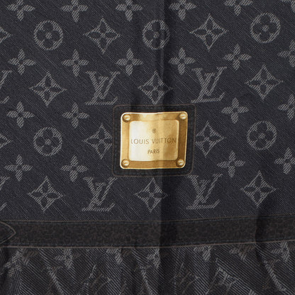 Louis Vuitton Silk Monogram New Denim Bandana Scarf Black 3 of 5