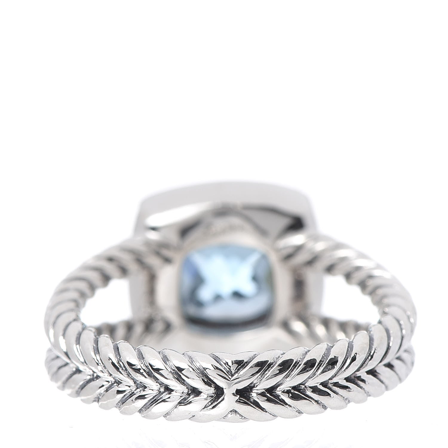 David Yurman Sterling Silver Diamond Blue Topaz 7mm Petite Albion Ring 52 6 3 of 4