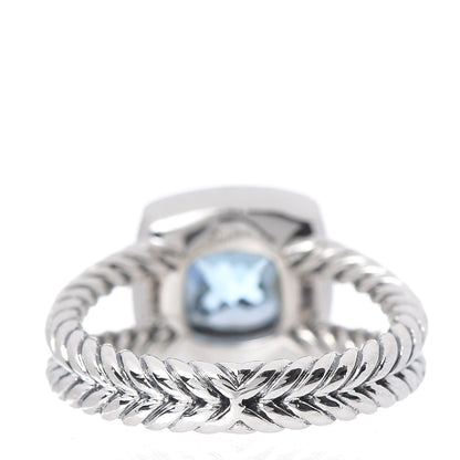 David Yurman Sterling Silver Diamond Blue Topaz 7mm Petite Albion Ring 52 6 3 of 4