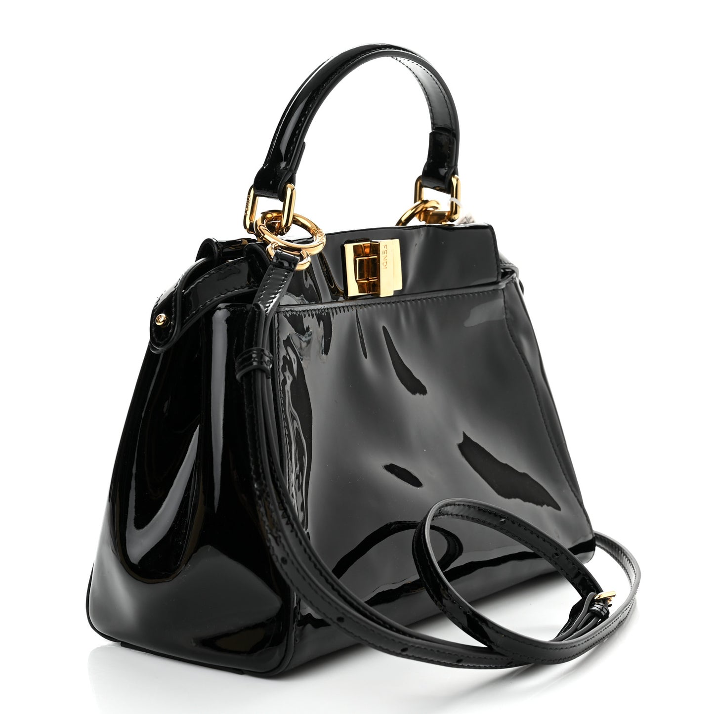 Vitello Vernice Mou Mini Peekaboo Iconic Satchel Black