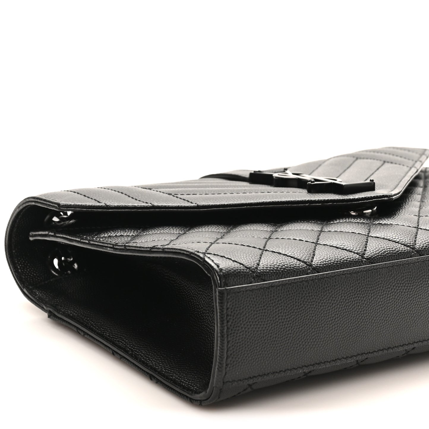 Grain De Poudre Textured Mixed Matelasse Triquilt Medium Monogram Monochrome Satchel Black