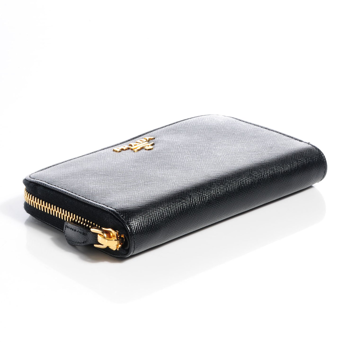 Saffiano Metal Zip Around Wallet Nero Black