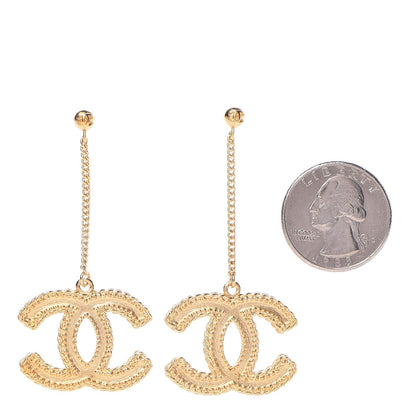 Chanel CC Drop Earrings Matte Gold 2 of 5