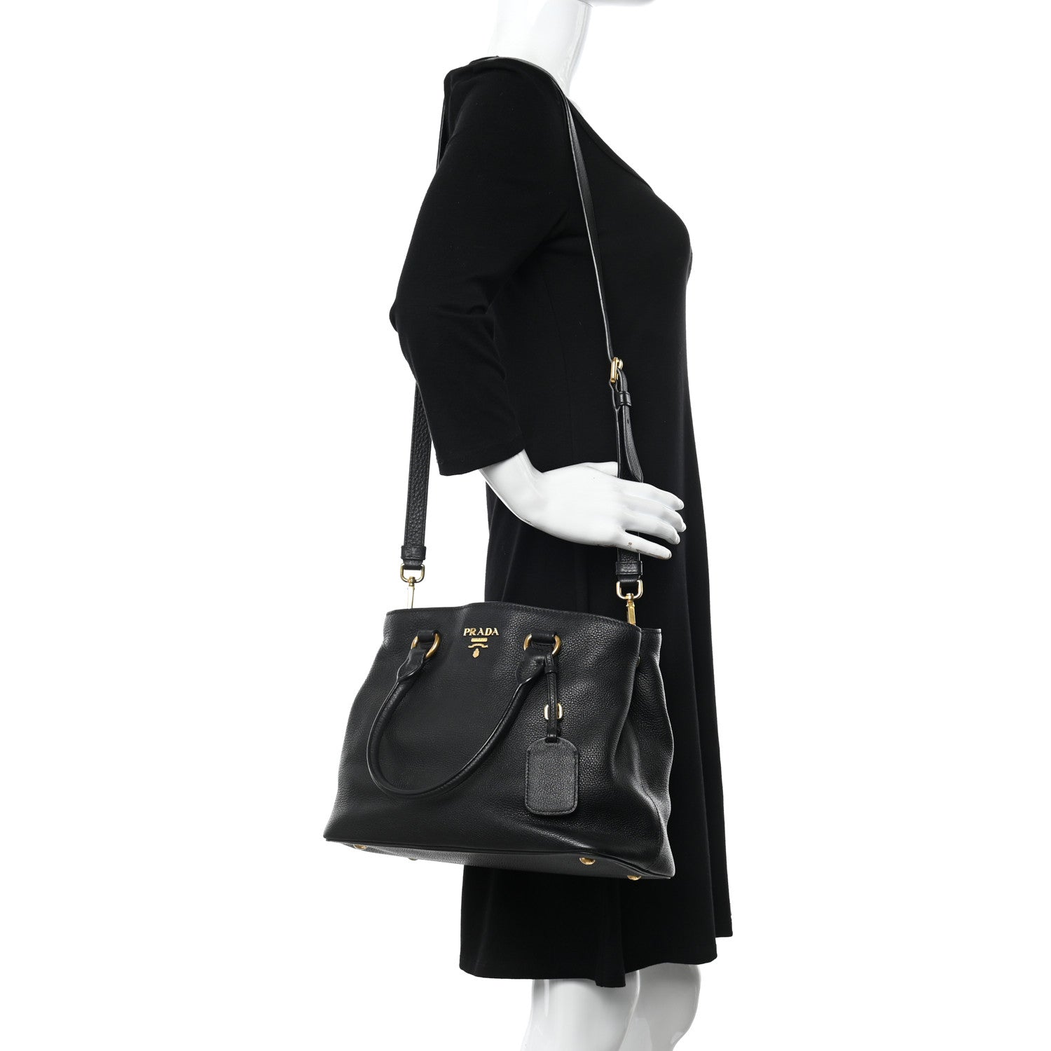 Prada Vitello Daino Tote Nero Black 2 of 23