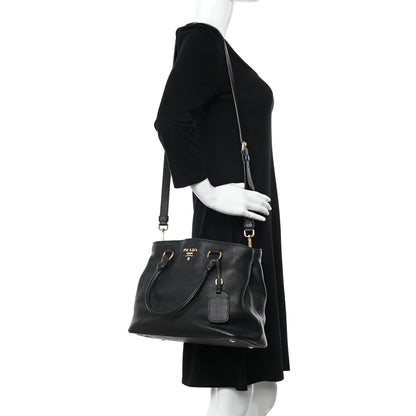 Prada Vitello Daino Tote Nero Black 2 of 23