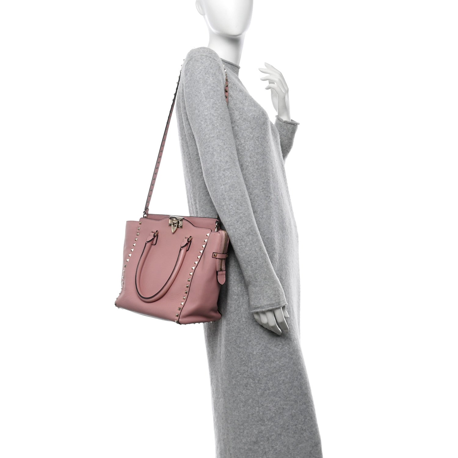 Valentino Garavani Vitello Rockstud Double Handle Tote Pop Gardenia 2 of 14