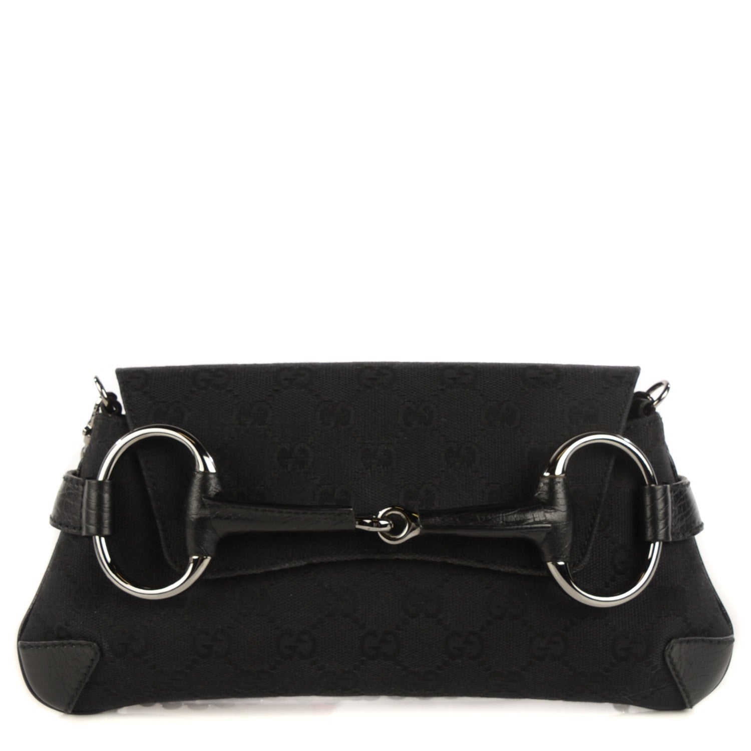 Gucci Monogram Small Horsebit Clutch Black 1 of 7
