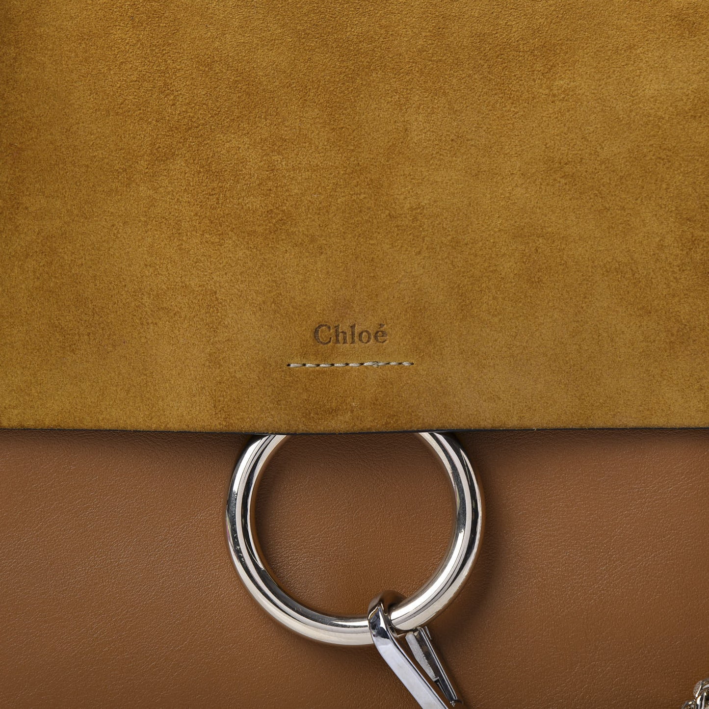 Suede Calfskin Medium Faye Shoulder Bag Mustard Brown