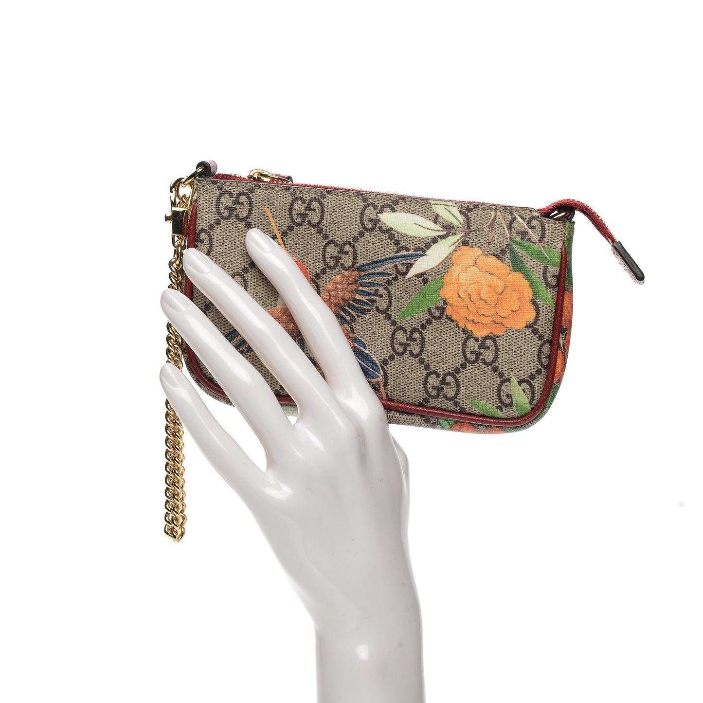 GG Supreme Monogram Tian Mini Chain Bag Beige Multicolor Red