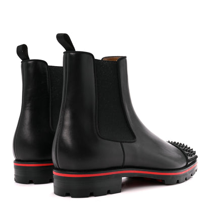 Christian Louboutin Calfskin Mens Melon Spikes Flat Chelsea Boots 46 Black 4 of 8