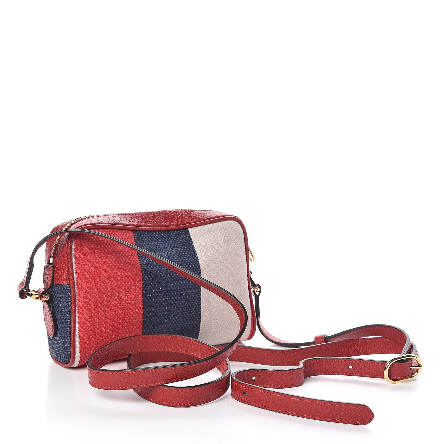Gucci Canvas Sylvie Stripe Mini Ophidia Camera Bag Mystic White Hibiscus Red Maritime 3 of 11