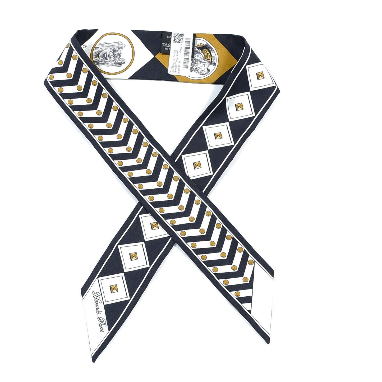 Silk Colliers Et Chiens Twilly Black Gold White