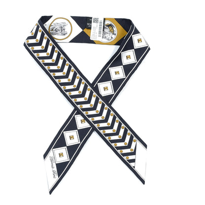 Hermes Silk Colliers Et Chiens Twilly Black Gold White 1 of 5