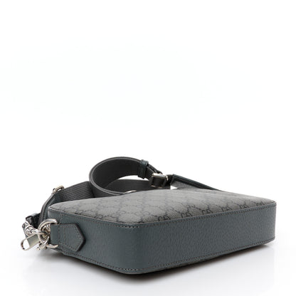 Gucci GG Supreme Monogram Textured Dollar Calfskin Web Ophidia Wristlet Shoulder Bag Grey Black Graphite Grey 4 of 11