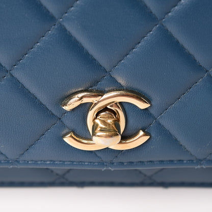 Chanel Lambskin Quilted Trendy CC Wallet On Chain WOC Blue 9 of 27