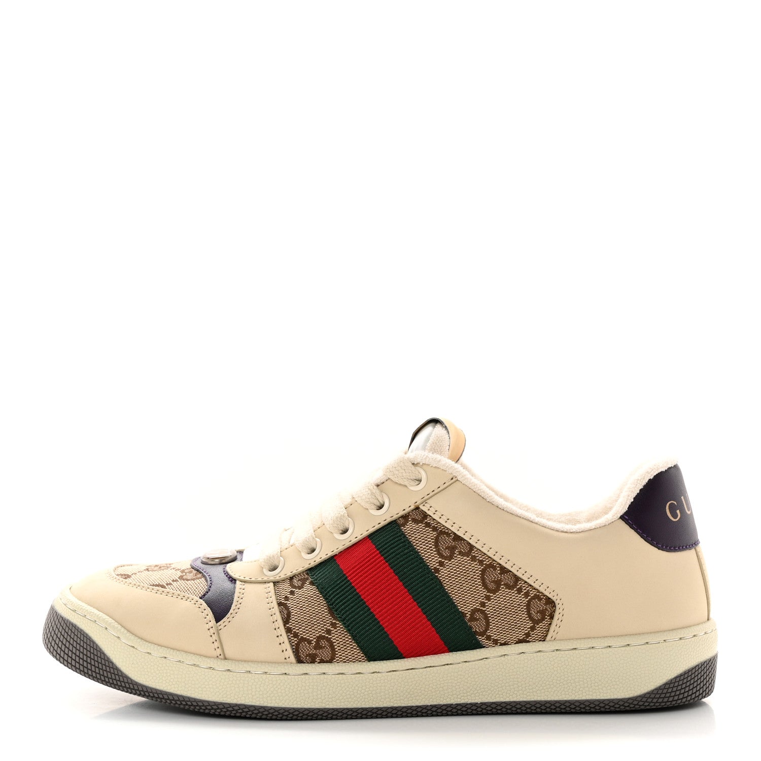 Gucci GG Monogram Nubuck Web Womens Screener Sneakers 38 New Sand Dusty Milk 1 of 11