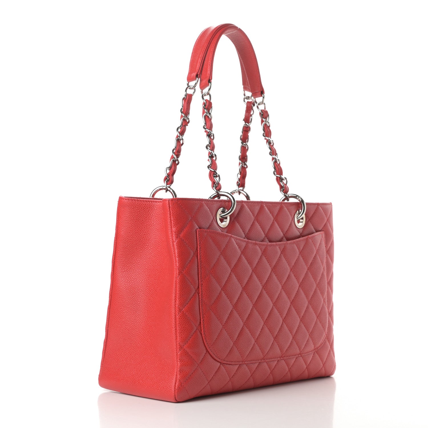 Chanel Caviar Quilted Grand Shopping Tote GST Red 3 of 11