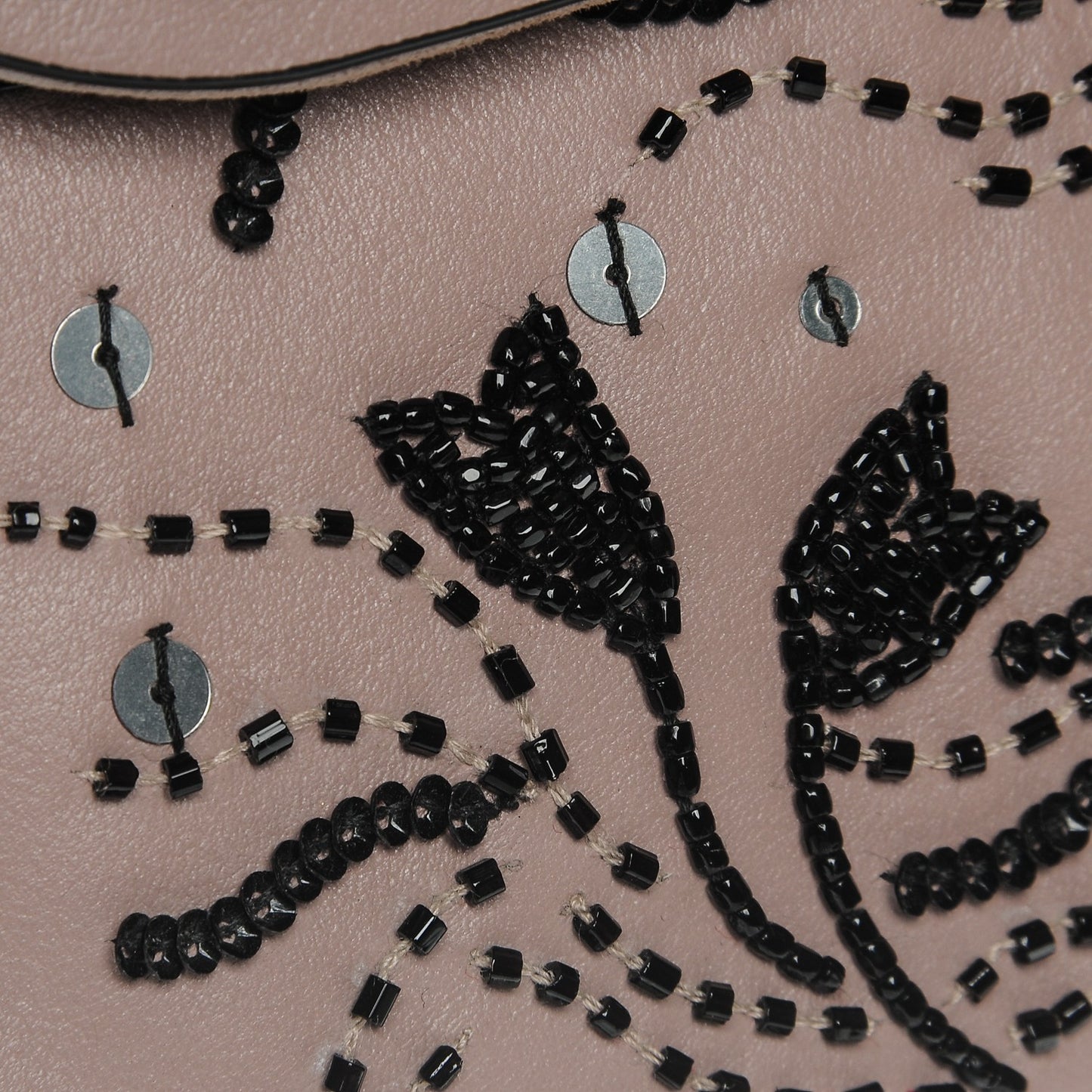 Vitello Beaded Small Glam Lock Rockstud Flap Poudre