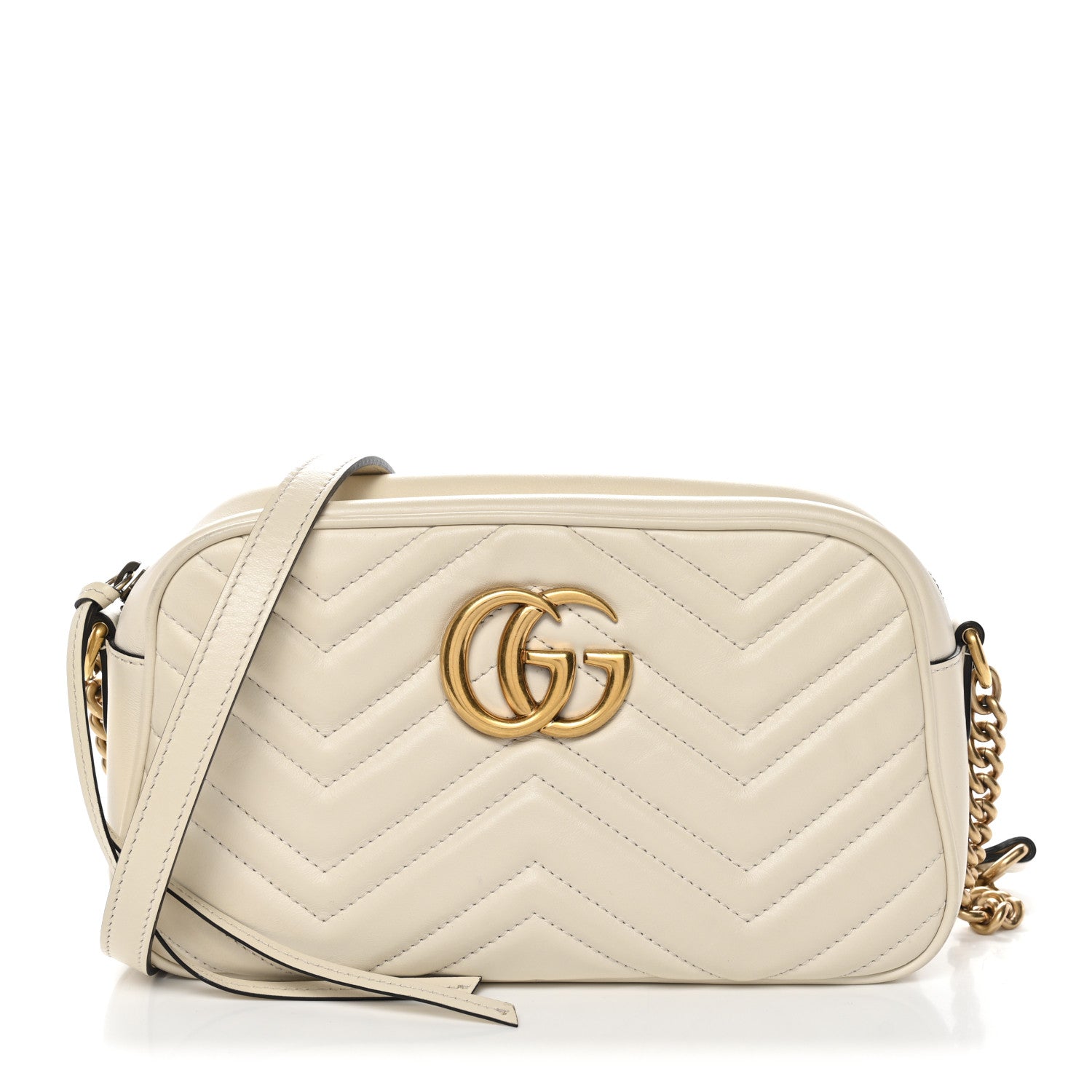 Gucci Calfskin Matelasse Small GG Marmont Chain Shoulder Bag White 1 of 11