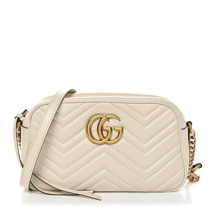 Gucci Calfskin Matelasse Small GG Marmont Chain Shoulder Bag White 1 of 11