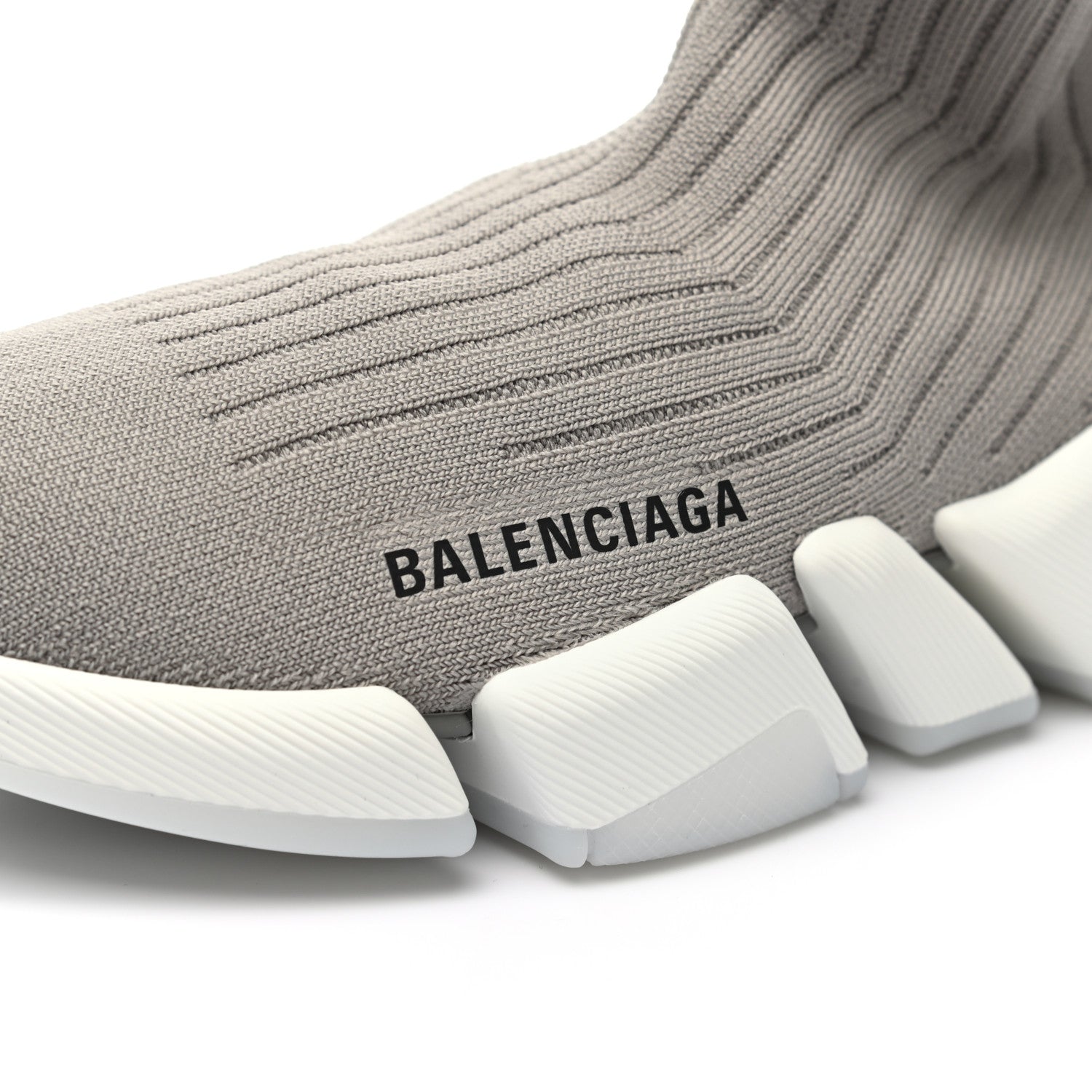 Balenciaga Ribbed Knit Womens Speed 2.0 Transparent Sole Sneakers 38 Baltic Grey White 7 of 7