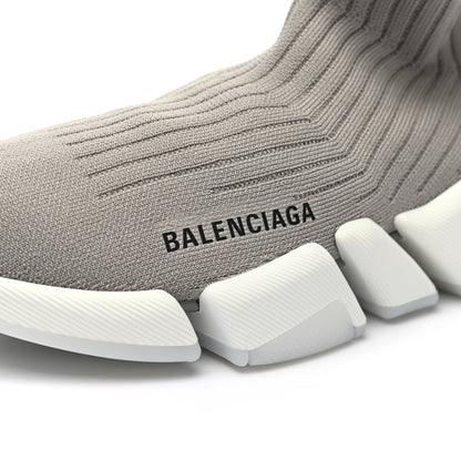 Balenciaga Ribbed Knit Womens Speed 2.0 Transparent Sole Sneakers 38 Baltic Grey White 7 of 7