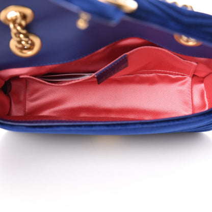 Gucci Velvet Matelasse Mini GG Marmont Shoulder Bag Cobalt Blue 5 of 12