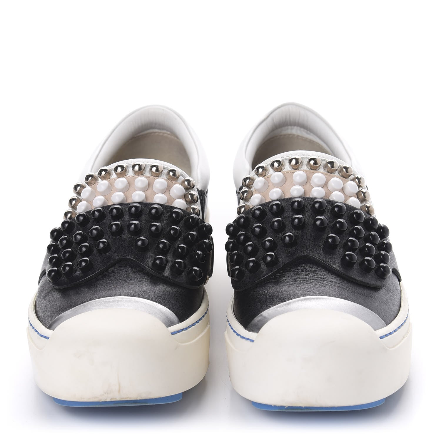 Fendi Calfskin Studded Karlito Slip On Sneaker 35.5 Black 2 of 9