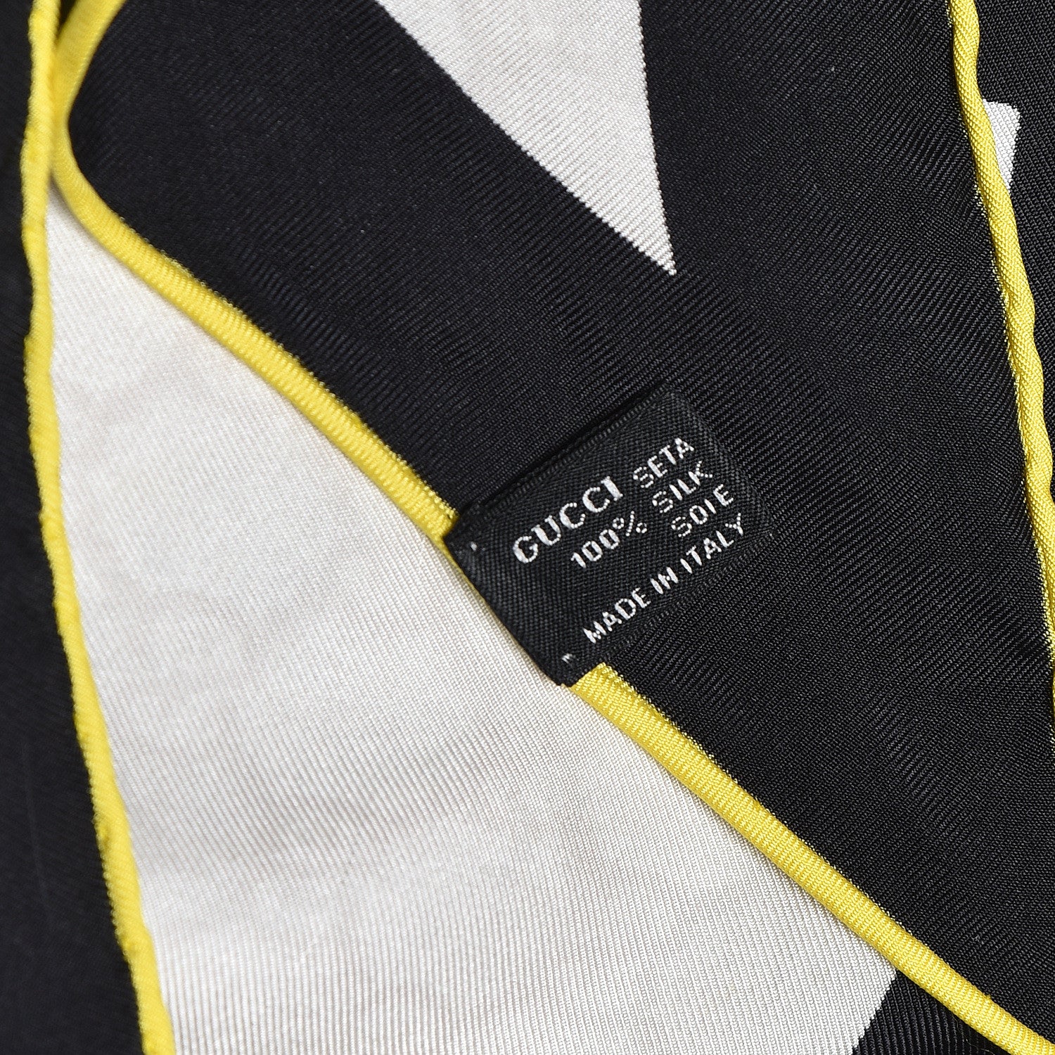 Gucci Silk Monogram Web Triangle Scarf Black Yellow 3 of 3