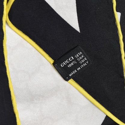 Gucci Silk Monogram Web Triangle Scarf Black Yellow 3 of 3