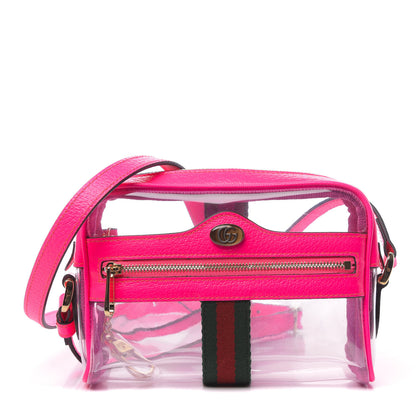 Gucci Vinyl Web Mini Ophidia Transparent Shoulder Bag Fluorescent Fuchsia 1 of 11
