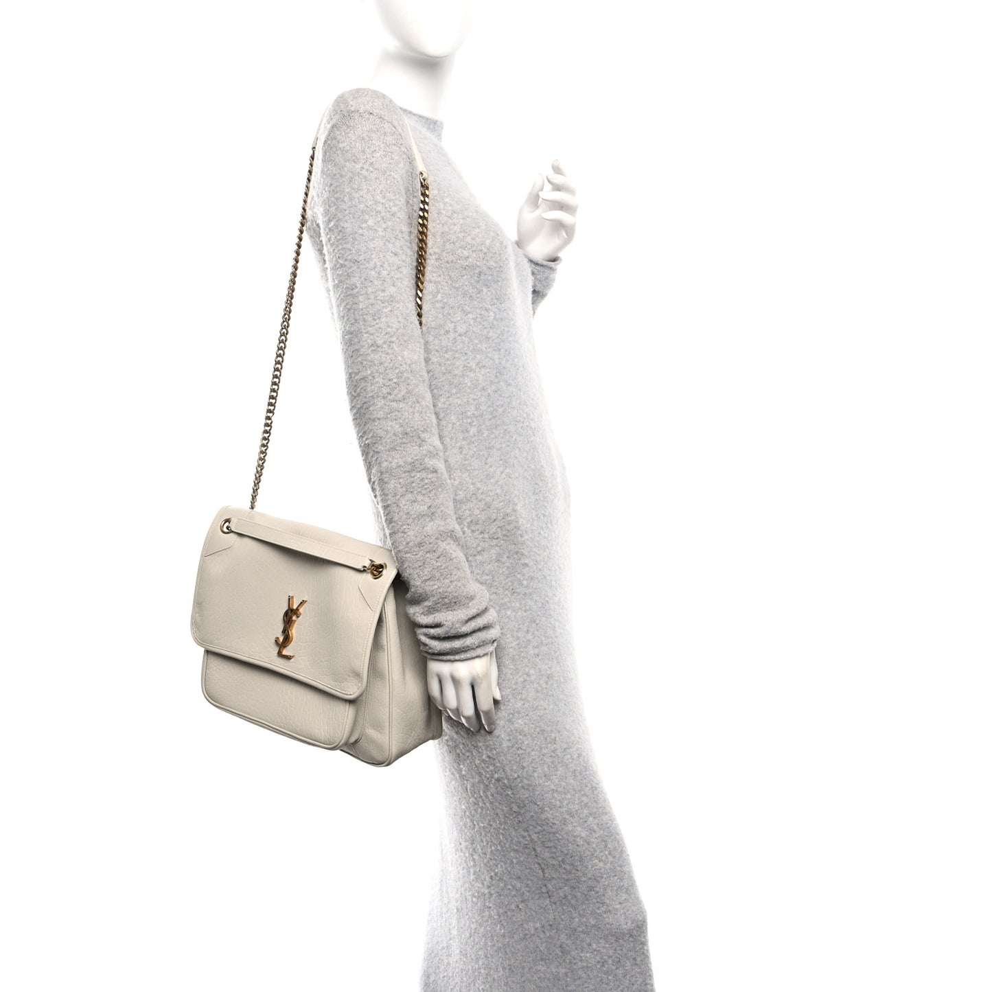 Grained Lambskin Monogram Large Niki Chain Satchel Crema Soft