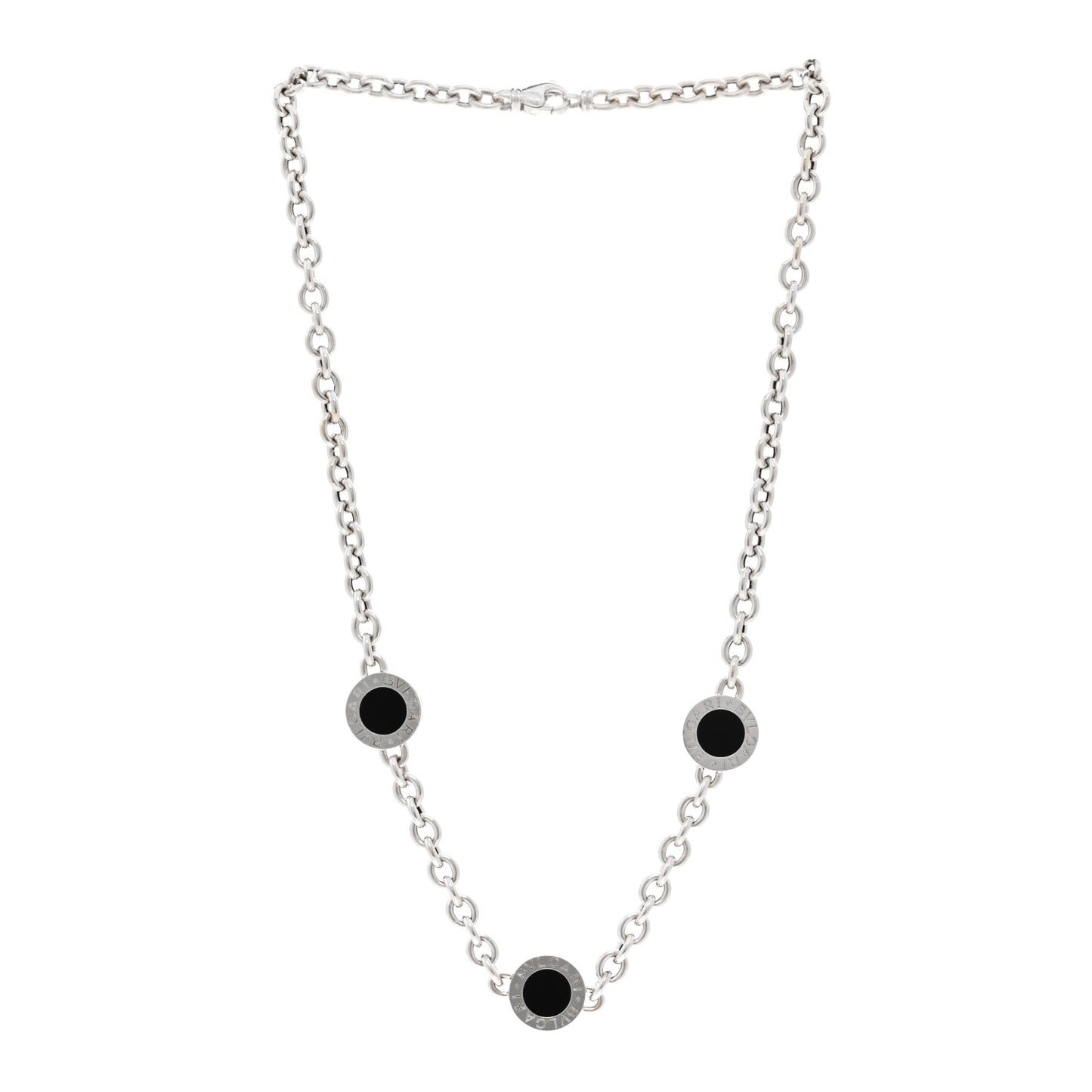 18K White Gold Black Onyx BVLGARI BVLGARI Station Necklace