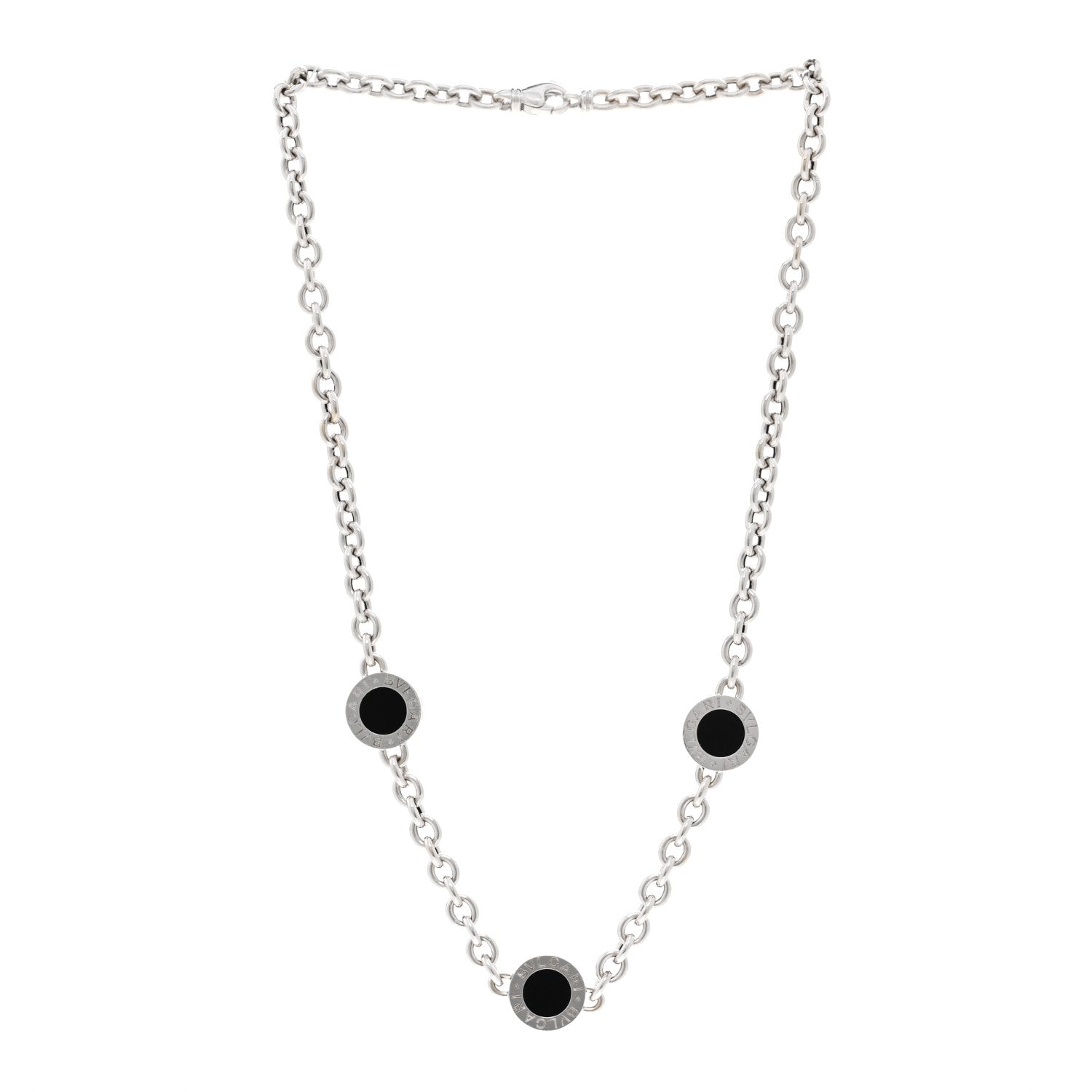 Bulgari 18K White Gold Black Onyx BVLGARI BVLGARI Station Necklace 3 of 4