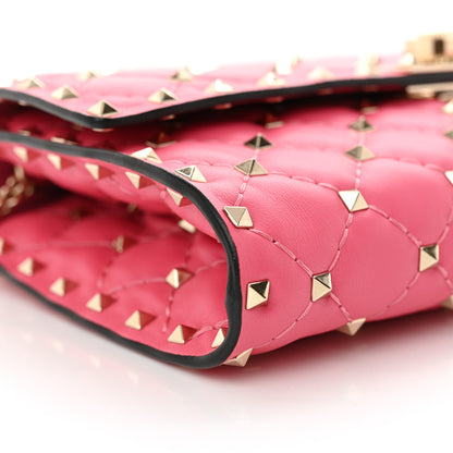 Valentino Garavani Nappa Rockstud Spike Wallet On Chain Shadow Pink 9 of 10