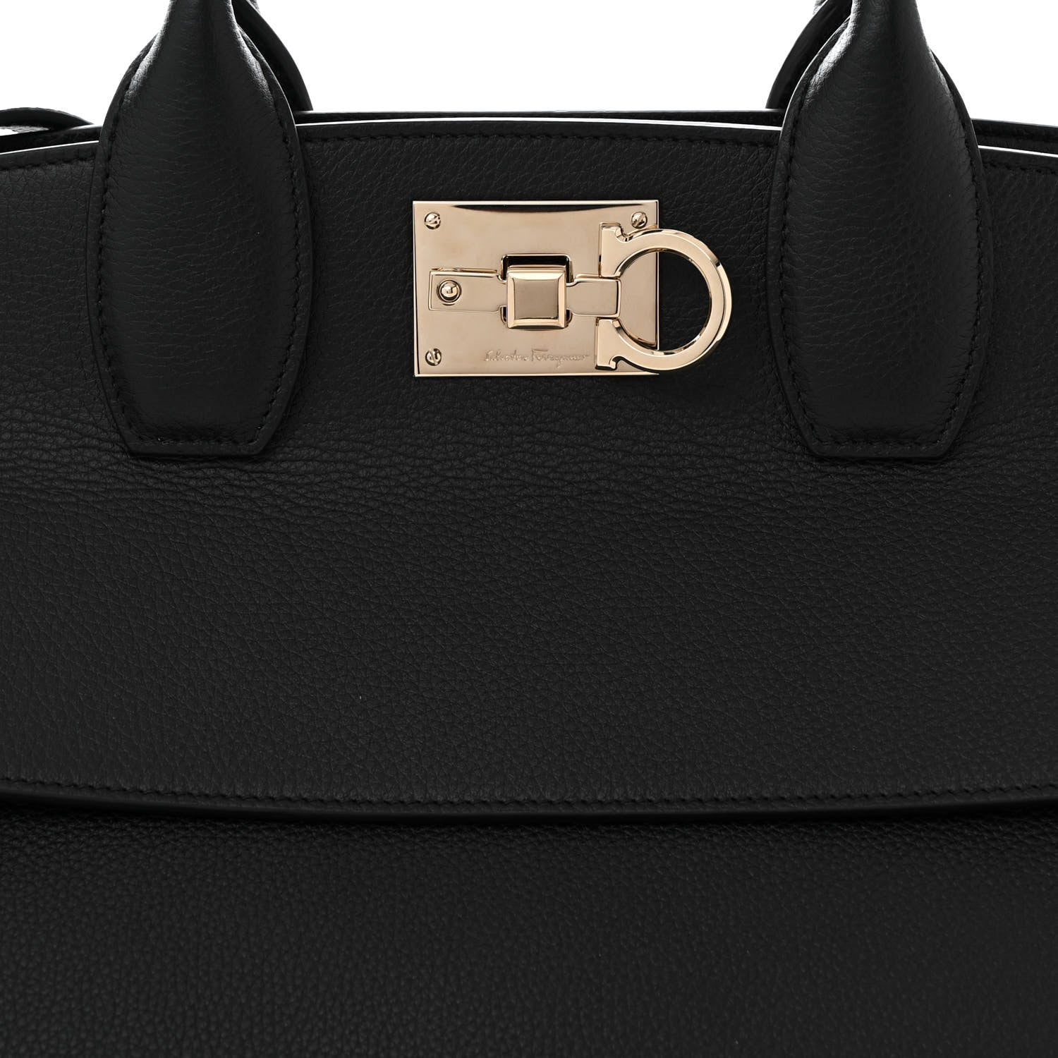 Salvatore Ferragamo Calfskin Large Studio Bag Black 7 of 9