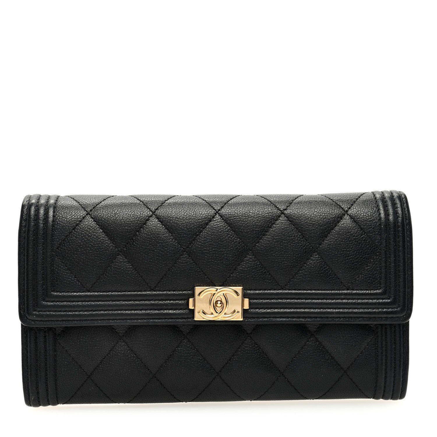 Chanel Caviar Quilted Long Boy Flap Wallet Black 1 of 7