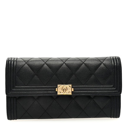 Chanel Caviar Quilted Long Boy Flap Wallet Black 1 of 7