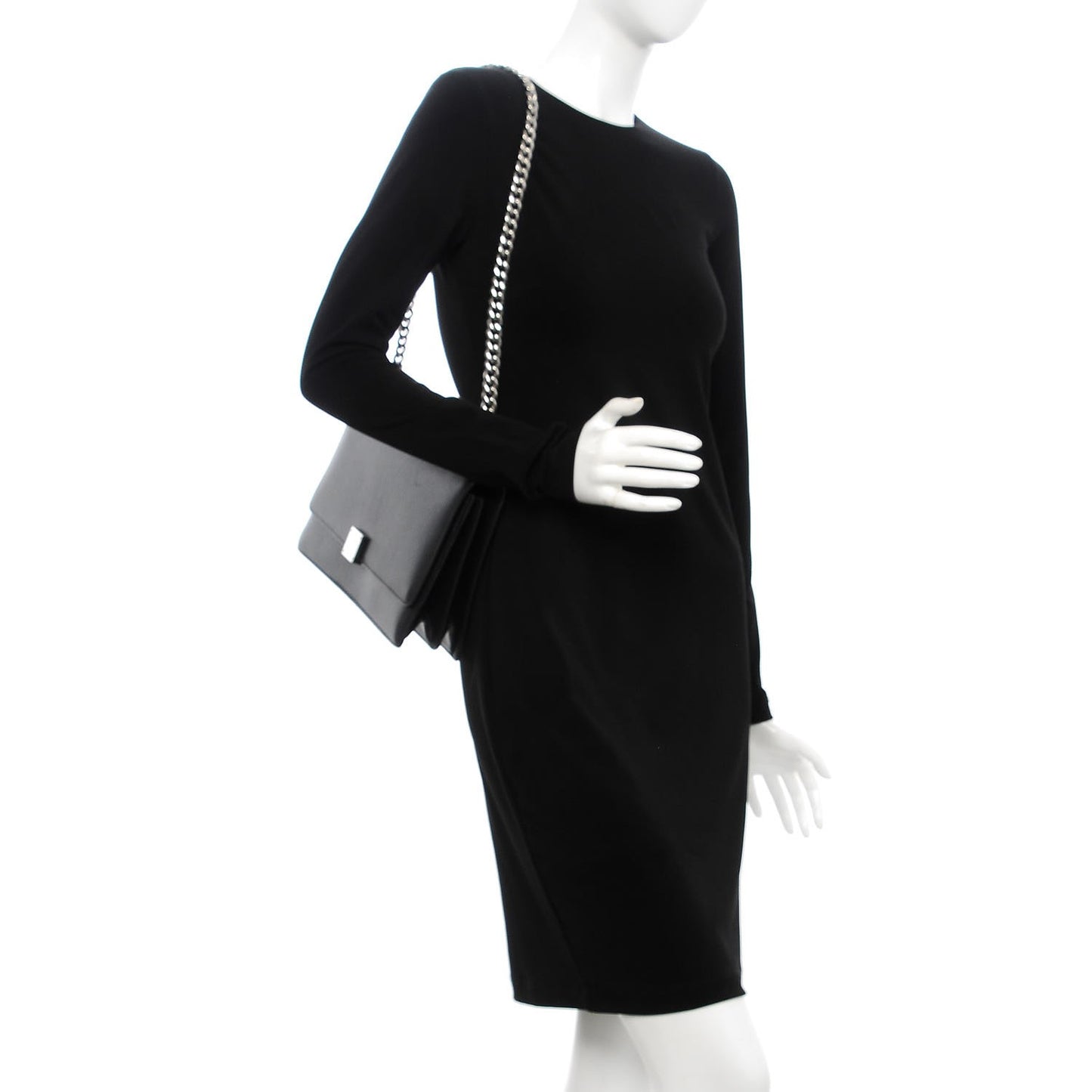 Smooth Calfskin Medium Case Chain Flap Black