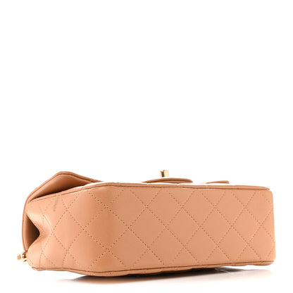 Chanel Lambskin Quilted Mini Top Handle Rectangular Flap Dark Beige 7 of 23