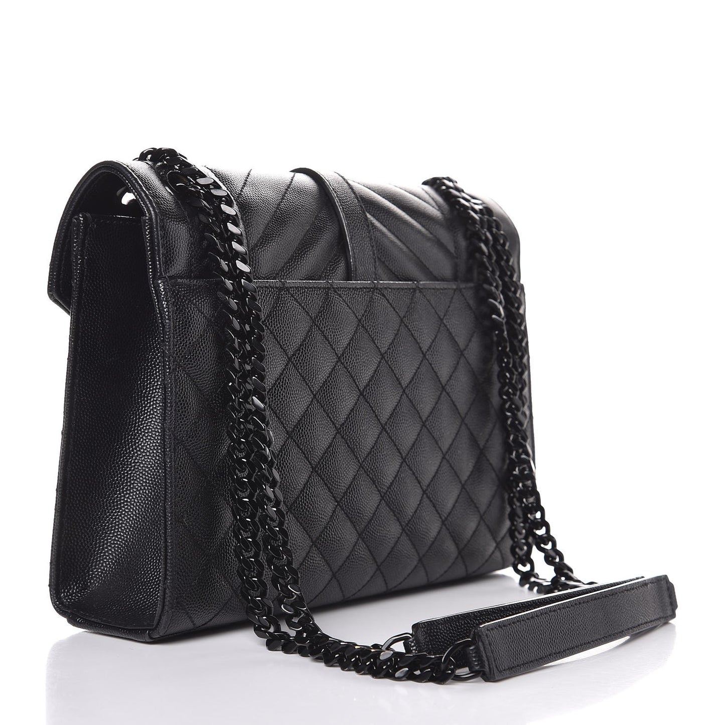 Grain De Poudre Textured Mixed Matelasse Triquilt Medium Monogram Satchel Black