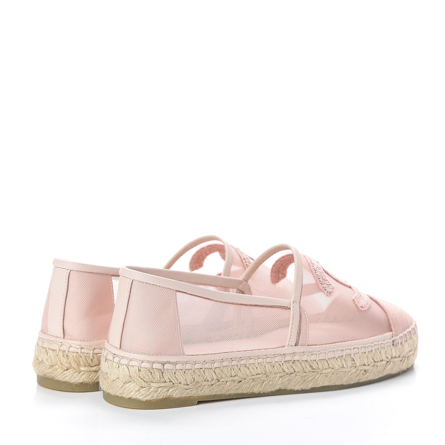 Mesh Grosgrain CC Espadrilles 35 Pink