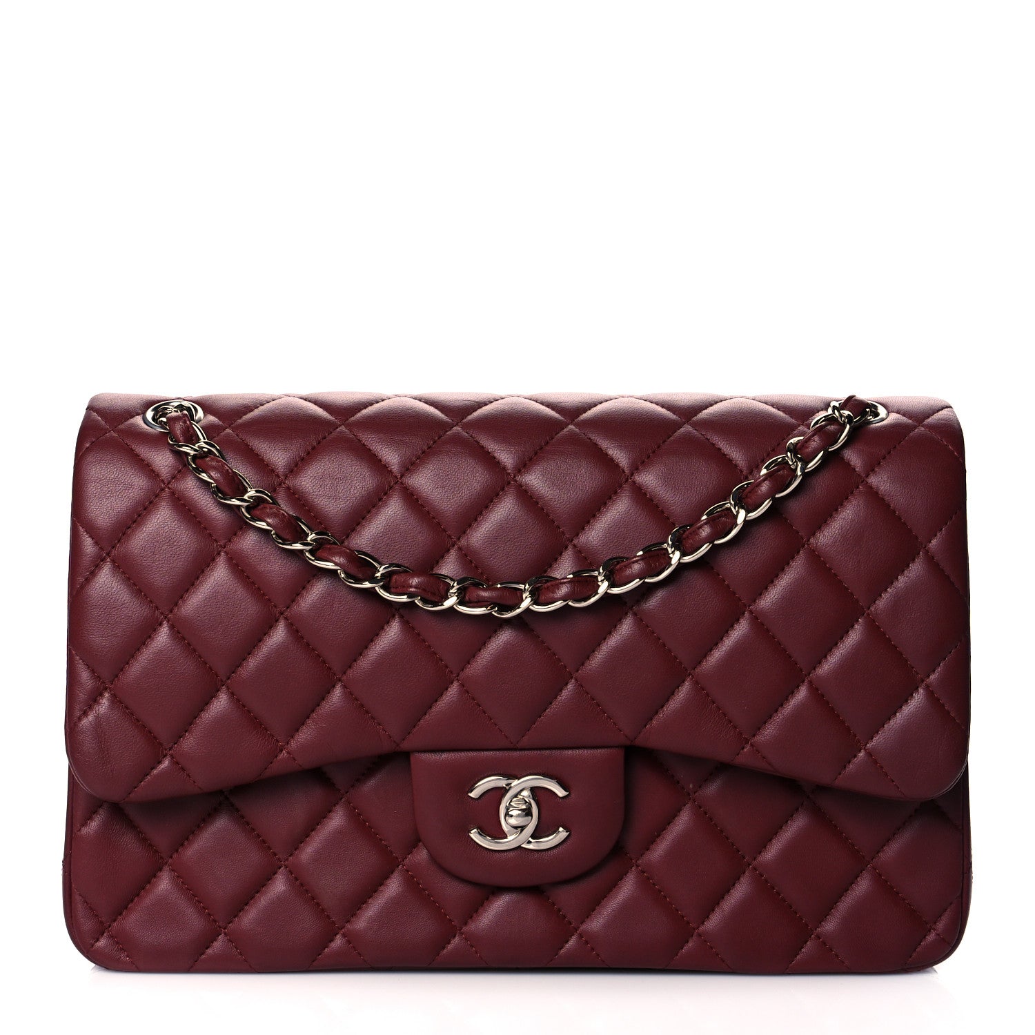 Chanel Lambskin Quilted Jumbo Double Flap Burgundy 1 of 13